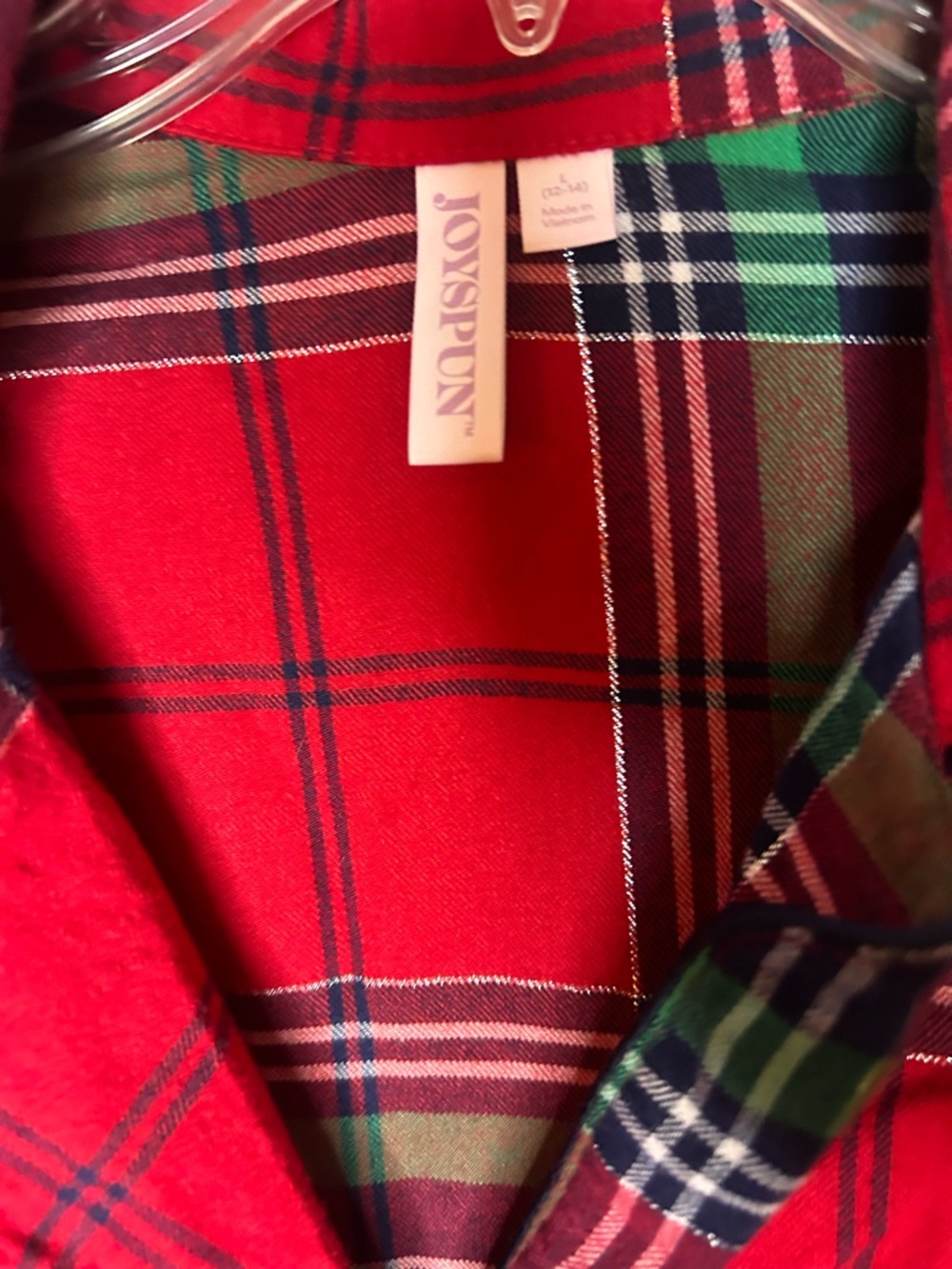 Joyspun Red Plaid Pajama Set Women’s L Christmas Flannel Lounge Set - Picture 7 of 10